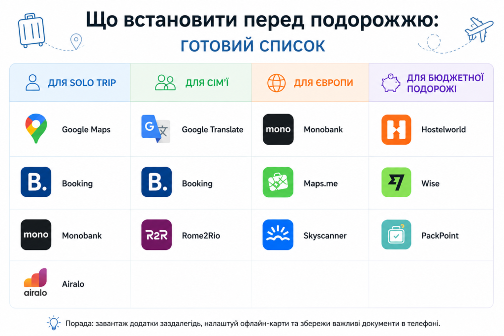 Що встановити перед подорожжю