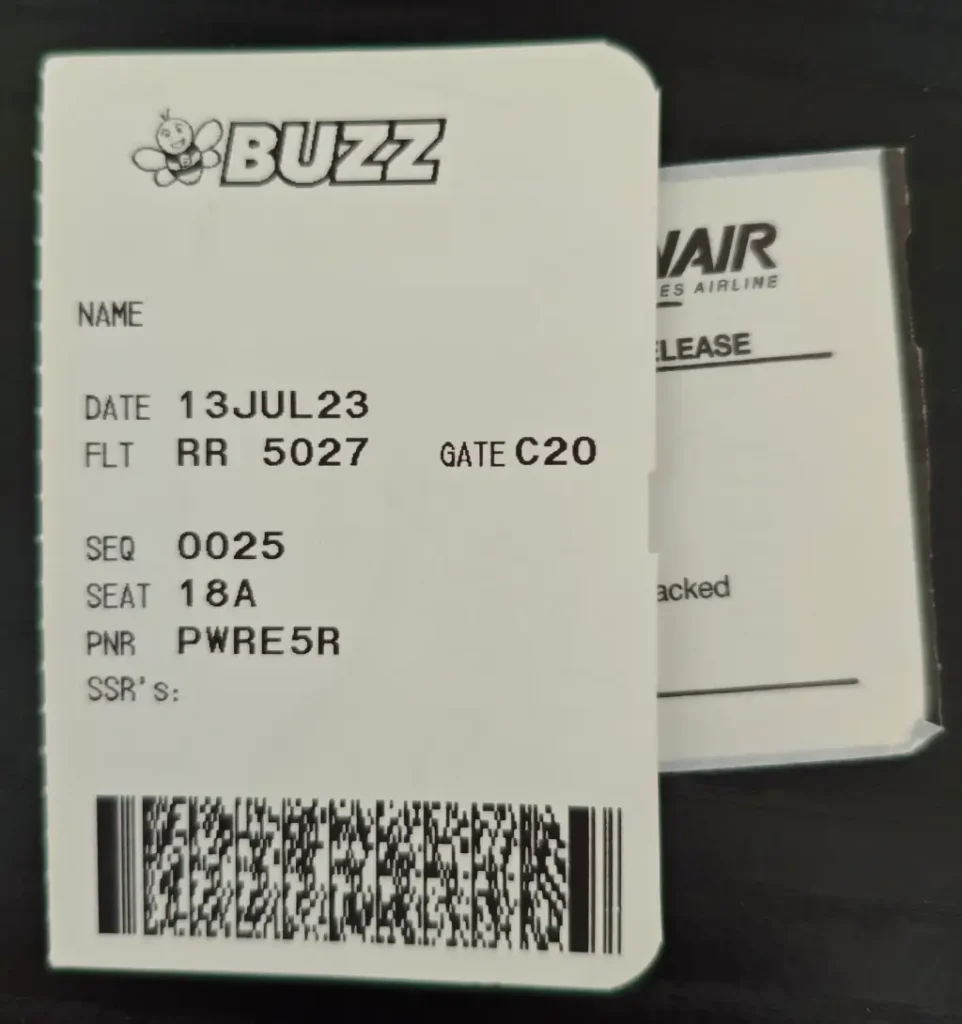 Посадковий талон авіакомпанії Buzz-Ryanair