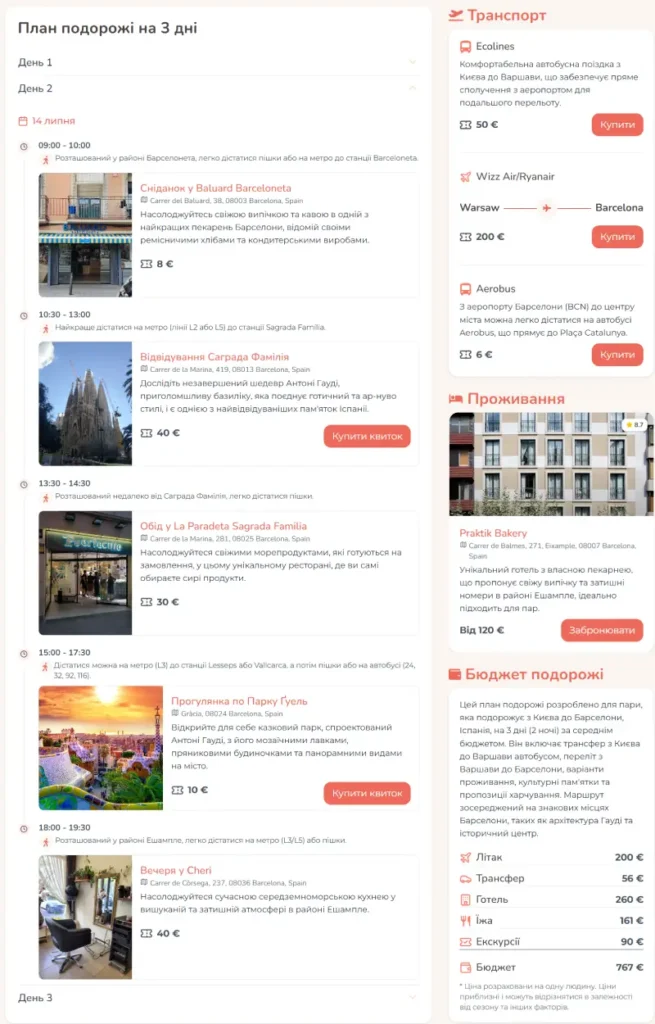 Київ-Барселона 3-денний план подорожі